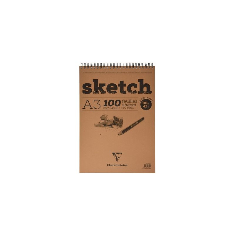 Bloc esquisse Sketch Clairefontaine 90g/m², 100 fls spiralées