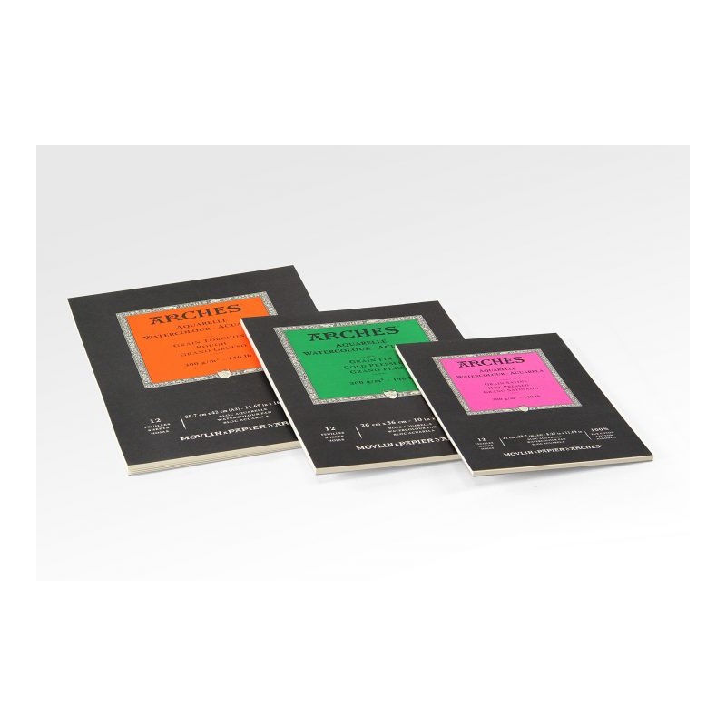 Bloc aquarelle arches 300g/m², 12 fls collées 1 côté