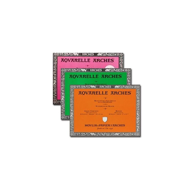 Bloc aquarelle Arches 300 g/m², 20 fls collées 4 côtés