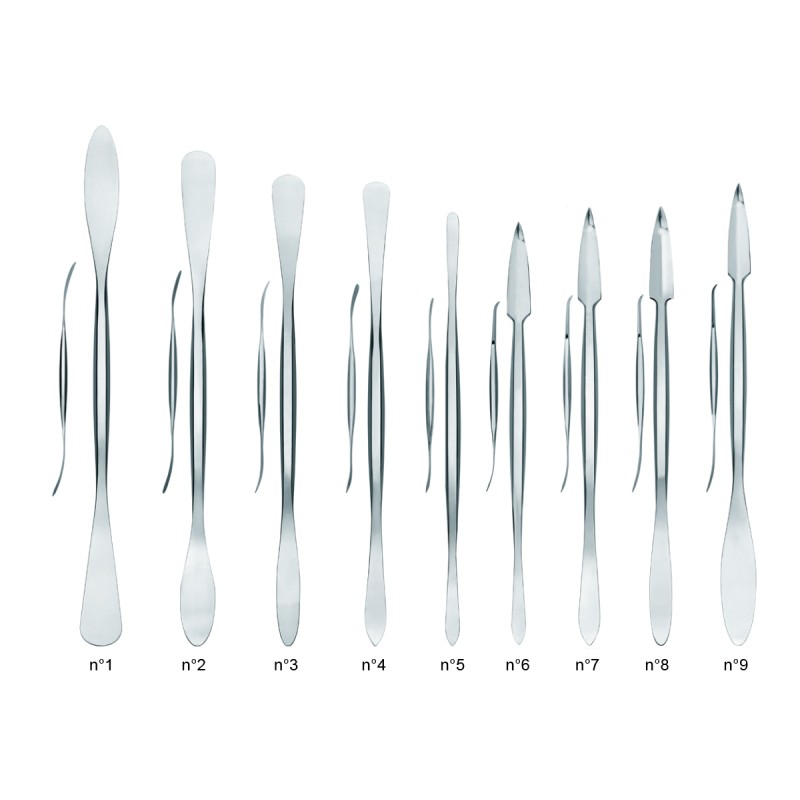 Spatule courbe pour restaurateur et sculpteur en inox